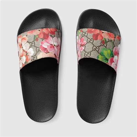 gg supreme gucci slides|Gucci gg blooms slides.